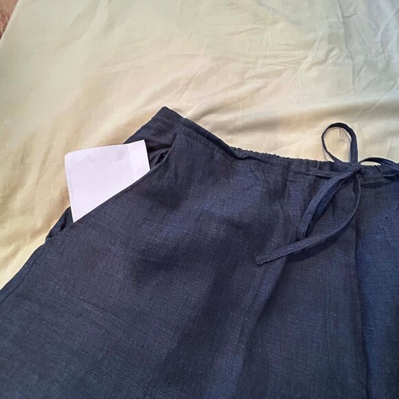 100% FINE LINEN PANTS, CHARCOAL BLUE, SIZE 24, HIDDEN FRONT FLY, TWO POCKETS - Picture 11 of 14